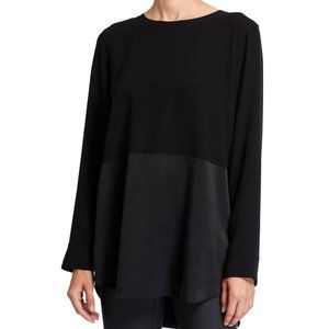 Eileen Fisher Silk Crepe Long-Sleeve Tunic/Blouse